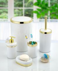 5 Parça Beyaz Akrilik Oval Banyo Seti