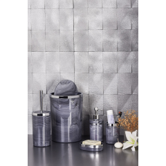 5 Parça Gri Akrilik Oval Banyo Seti